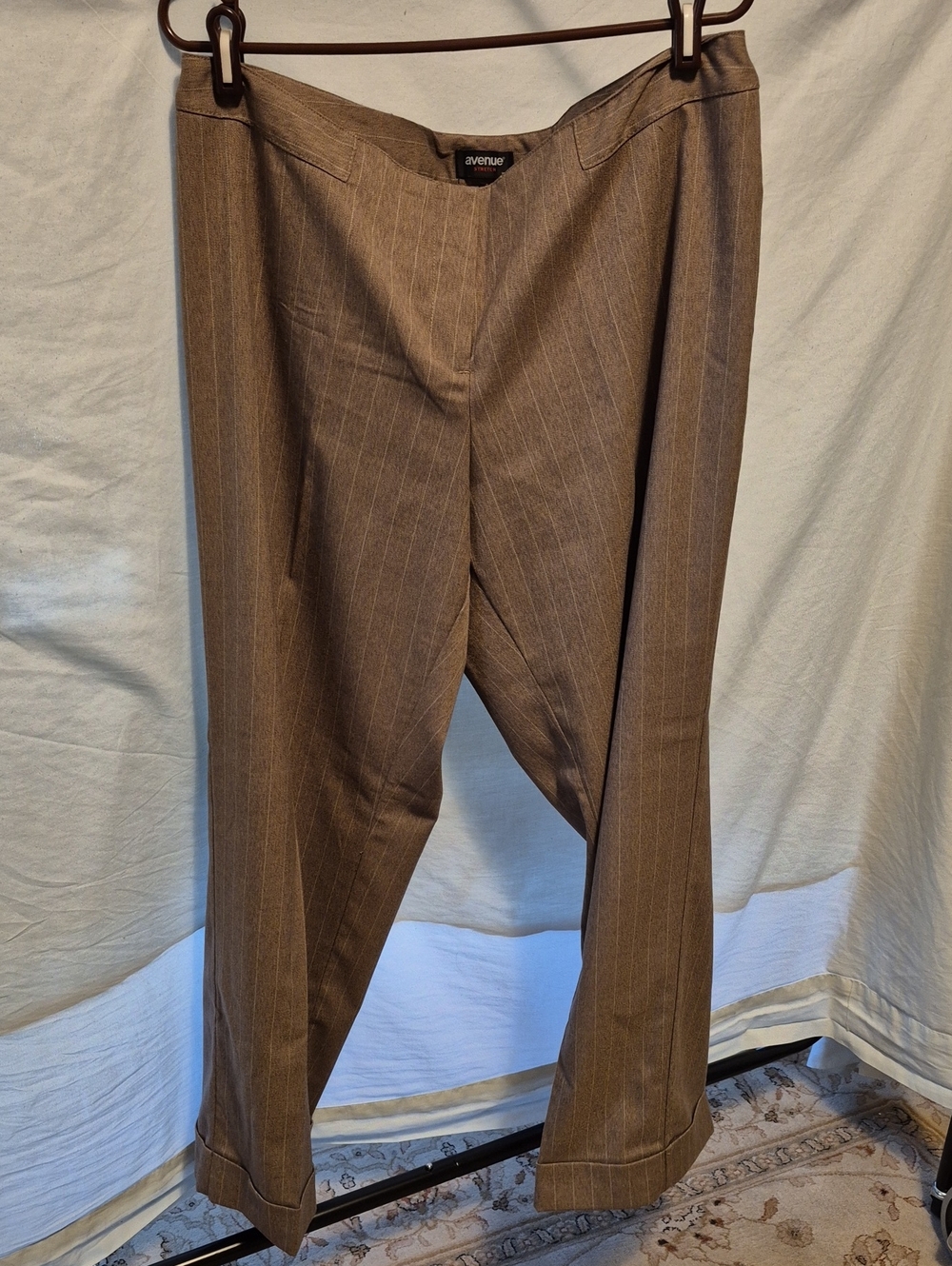 Avenue Brown Pinstripe Women's Trousers Size 16 Average